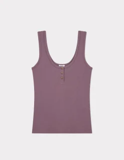 Geribbeld cropped tanktopje - paars