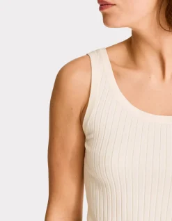 Geribbeld gebreid tanktopje - ecru