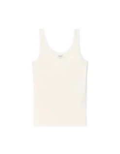 Geribbeld kanten tanktopje - ecru