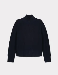 Geribbelde coltrui - marineblauw
