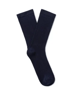 Geribbelde enkelkousen - marineblauw