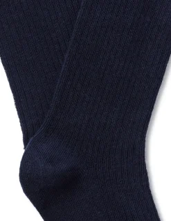 Geribbelde enkelkousen - marineblauw