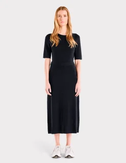 Geribbelde gebreide rok - marineblauw