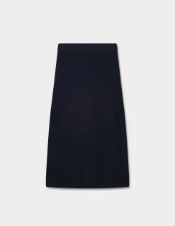 Geribbelde gebreide rok - marineblauw