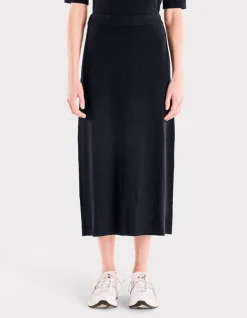 Geribbelde gebreide rok - marineblauw