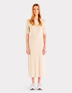 Geribbelde gebreide rok - beige