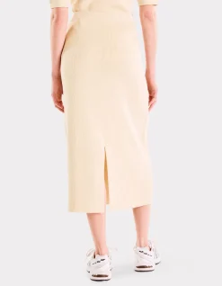 Geribbelde gebreide rok - beige