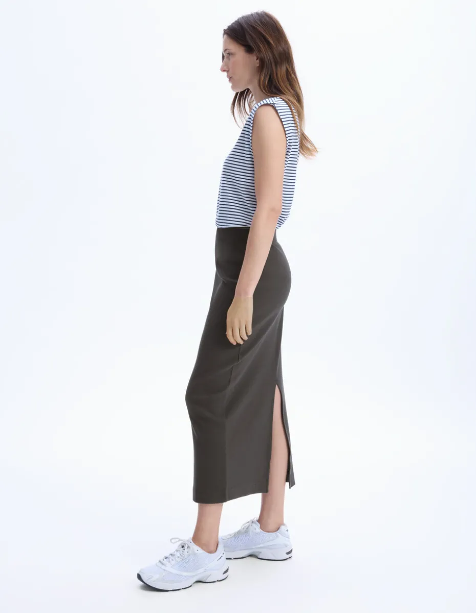 Geribbelde gebreide rok - grijs