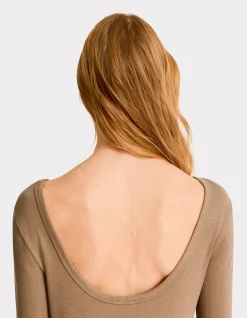 Geribbelde lange jurk - beige