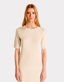 Geribbelde trui - beige