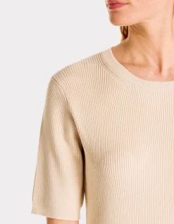 Geribbelde trui - beige
