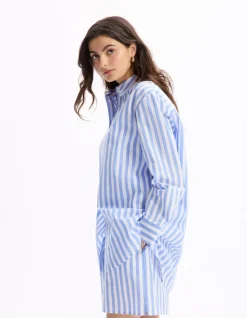 Gestreept popeline overhemd - blauw
