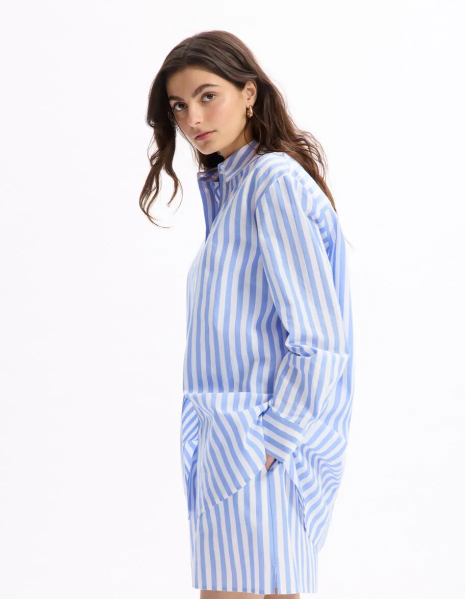 Gestreept popeline overhemd - blauw