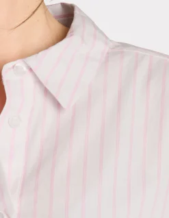 Gestreept shirt met zijopening - roze