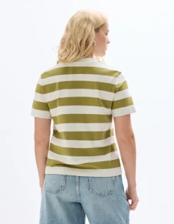 Gestreept T-shirt met knopen - bamboe