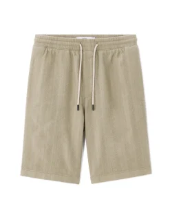 Gestreepte jacquard bermuda van 100% katoen - kaki