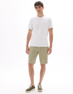 Gestreepte jacquard bermuda van 100% katoen - kaki