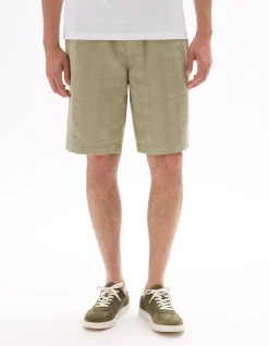 Gestreepte jacquard bermuda van 100% katoen - kaki
