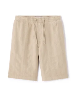 Gestreepte jacquard bermuda van 100% katoen - beige