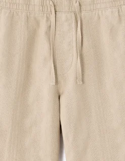 Gestreepte jacquard bermuda van 100% katoen - beige