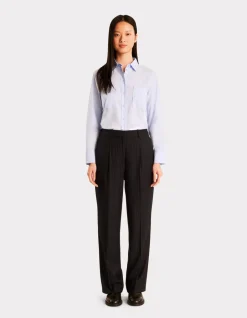 Gestreepte pantalon - marineblauw