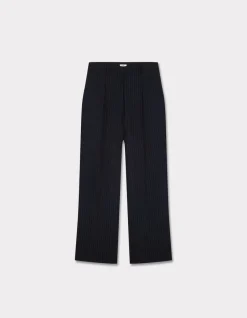 Gestreepte pantalon - marineblauw