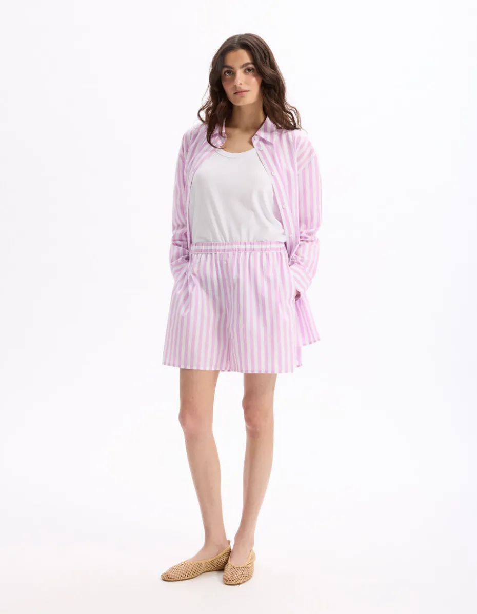 Gestreepte poplin korte broek - paars