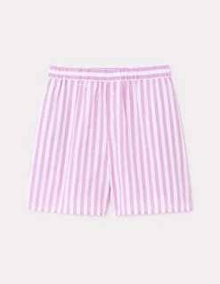 Gestreepte poplin korte broek - paars