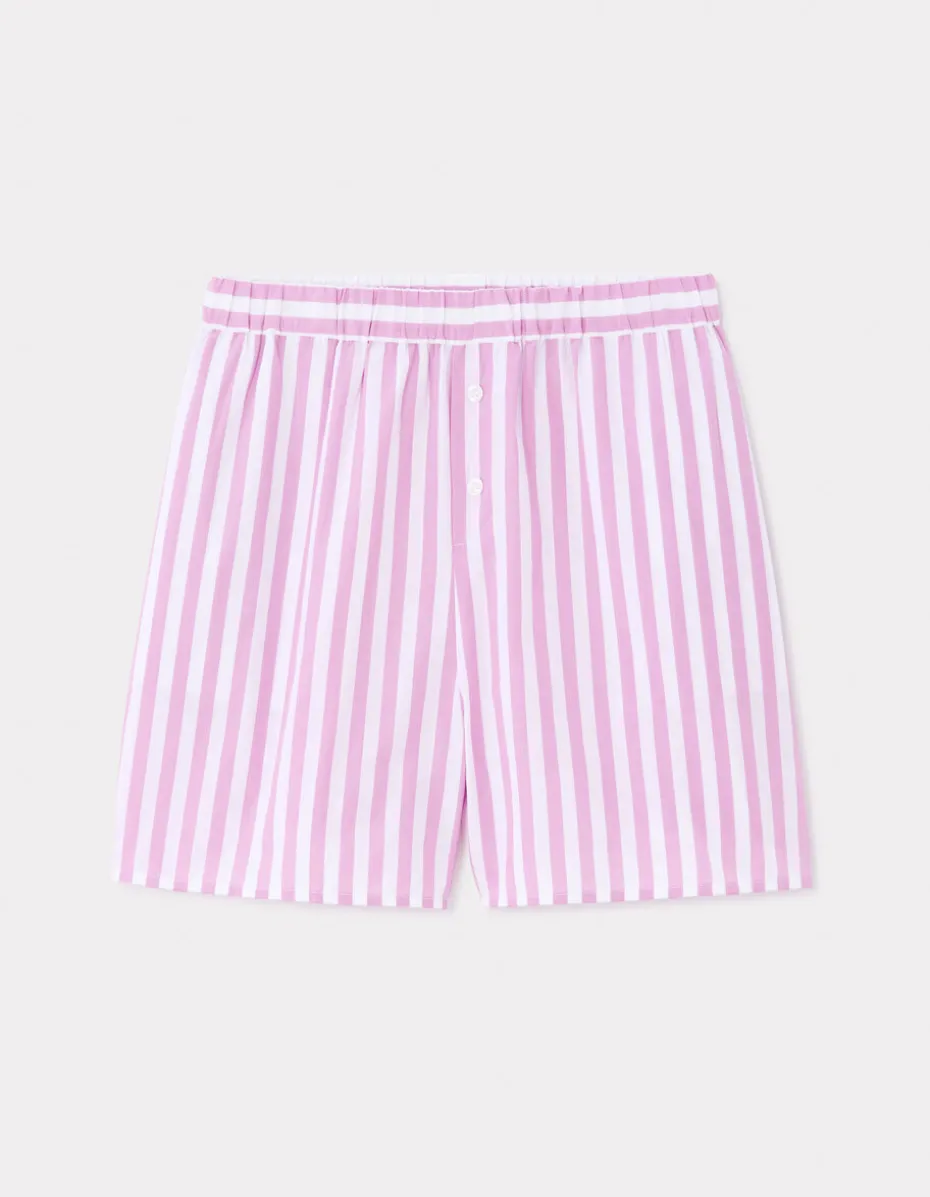 Gestreepte poplin korte broek - paars