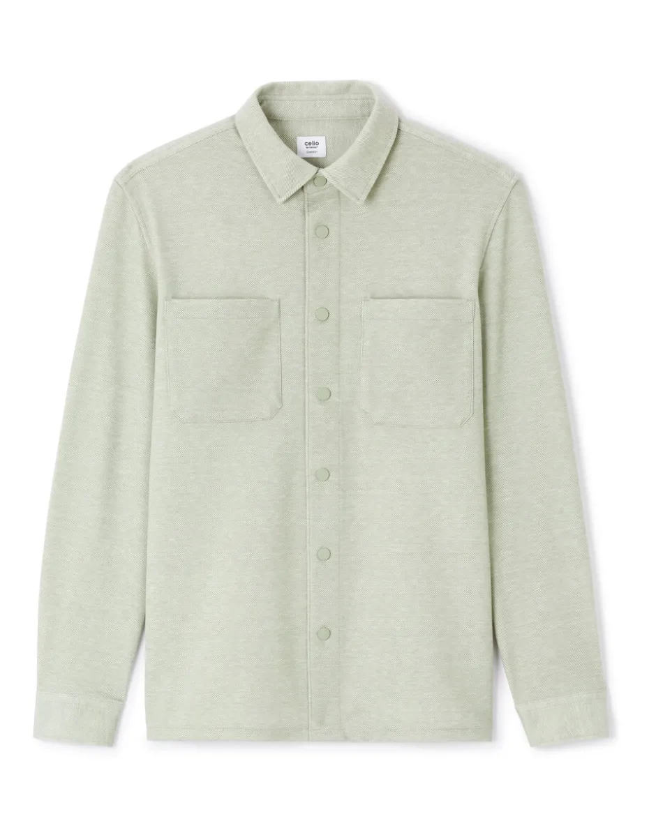 Gestructureerd 2-pocket overshirt - salie