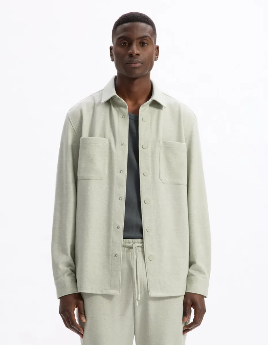 Gestructureerd 2-pocket overshirt - salie