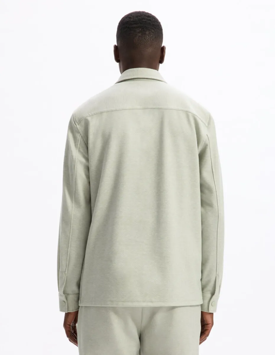 Gestructureerd 2-pocket overshirt - salie