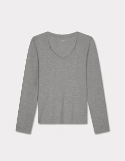 Getailleerd T-shirt met lange mouwen - lichtgrijs