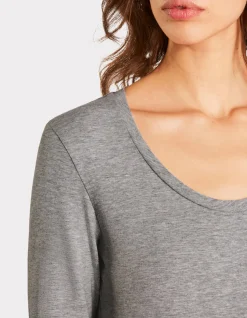 Getailleerd T-shirt met lange mouwen - lichtgrijs