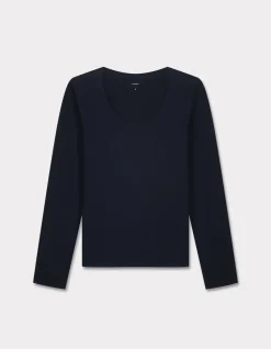 Getailleerd T-shirt met lange mouwen - marineblauw