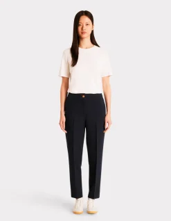 Getailleerde broek met normale taille - marineblauw