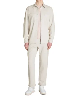 Getextureerd overshirt 2 zakken - beige