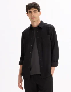 Getextureerd Overshirt 2 zakken - zwart