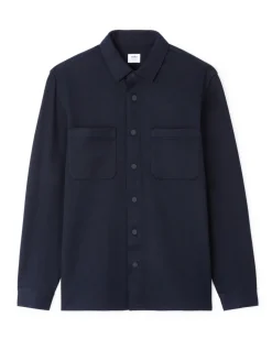 Getextureerd 2-zakken overshirt - marineblauw