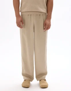 Getextureerde loose pantalon - beige
