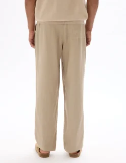 Getextureerde loose pantalon - beige