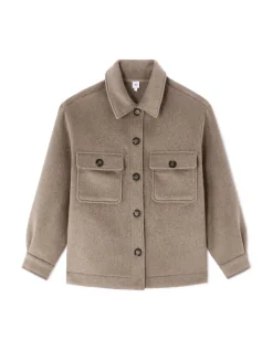 Gewatteerd blouson met hemdkraag - beige