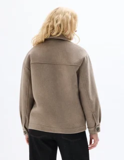 Gewatteerd blouson met hemdkraag - beige