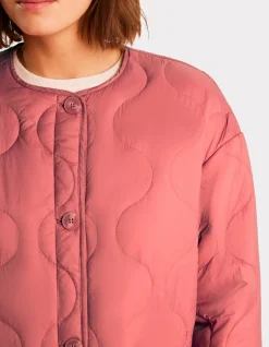 Gewatteerd jasje met ronde hals - roze