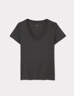 Grijs zacht katoenen T-shirt met V-hals