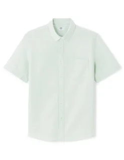 Hemd met korte mouwen regular fit Oxford 100% katoen - mintgroen