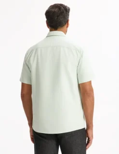 Hemd met korte mouwen regular fit Oxford 100% katoen - mintgroen