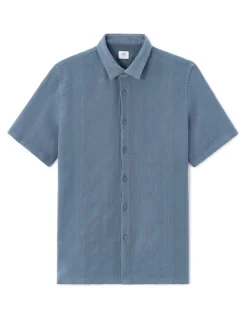 Hemd regular fit 100% katoen jacquard - blauw