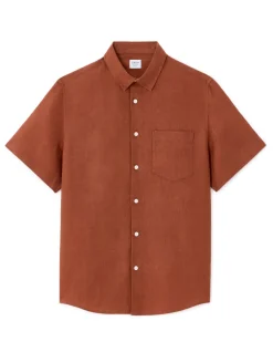 Hemd regular fit 100% linnen - terracotta