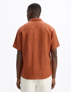 Hemd regular fit 100% linnen - terracotta